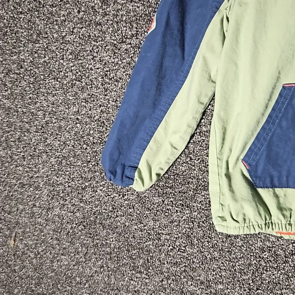 365 Kids Pullover Jacket Tan Navy Orange Dinosaur Size 6 Quarter 1/4 Zip